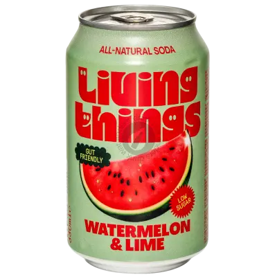 Living Things Watermelon & Lime Sparkling Prebiotic Soda 12x330ml Can