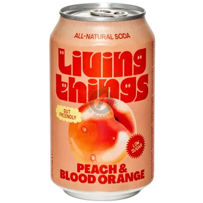 Living Things Peach & Blood Orange Sparkling Prebiotic Soda 12x330ml Can